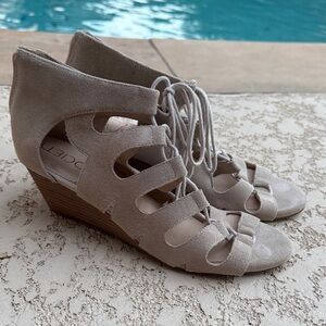 Sole Society Light Beige Lace-Up Wedges